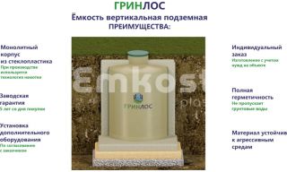 Гринлос Емкость стеклопластиковая 9-2000 вертикальная подземная - фото 3